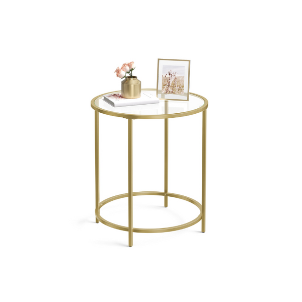 VASAGLE Glass End Table with Metal Frame ULGT20G