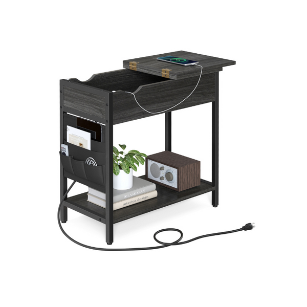 VASAGLE Sofa Side Table with Power Outlet ULET310B42