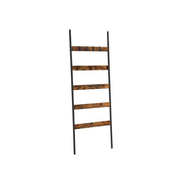 VASAGLE 5-Tier Blanket Ladder Shelf with 4 Hooks ULLS011B01