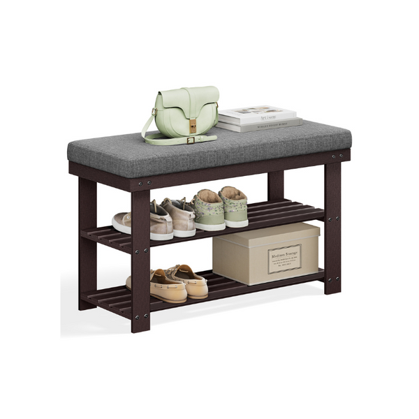 SONGMICS 2-Tier Bamboo Shoe Bench ULBS604CG