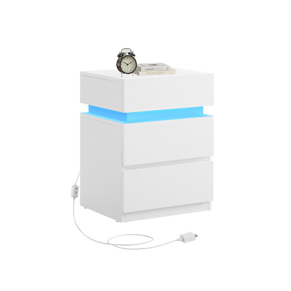 VASAGLE Bedside Table with LED Lights ULET630T12