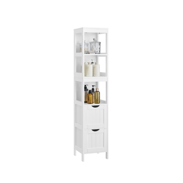 VASAGLE Linen Tower with 2 Drawers for Bathroom UBBC66WT