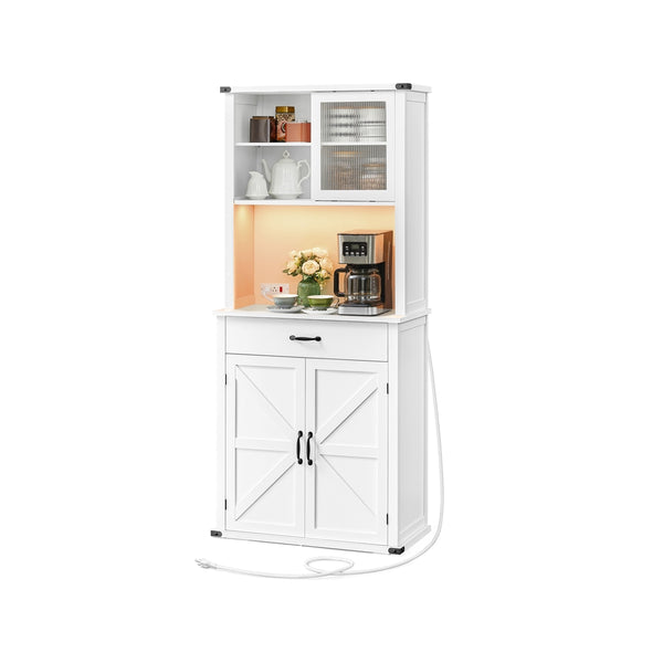 VASAGLE Liry Collection - 71" High Kitchen Pantry Cabinet with Lights UBBK363W11