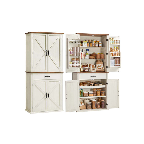 VASAGLE LIRY Collection - Tall Farmhouse Kitchen Storage Cabinet with Barn Doors UBBK364W01