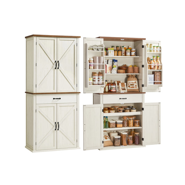 VASAGLE Liry Collection - Tall Farmhouse Kitchen Storage Cabinet with Barn Doors UBBK364W01