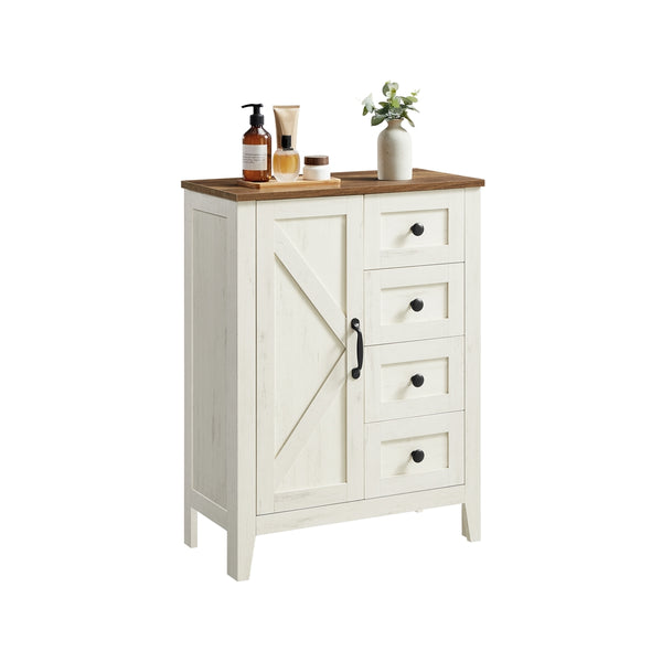 VASAGLE Liry Collection - Farmhouse Bathroom Floor Cabinet with 4 Drawers UBBK753W01