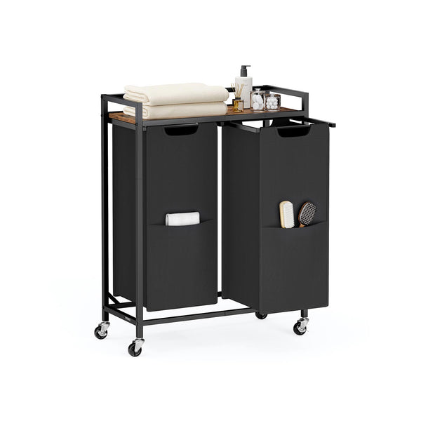 VASAGLE Laundry Sorter, Laundry Hamper Basket, Rolling Cart with Wheels UBLH021B01
