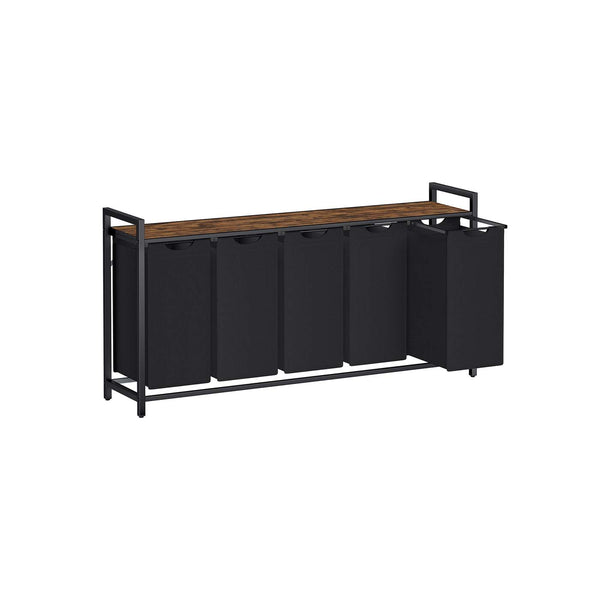 VASAGLE Laundry sorter with five removable bags and sturdy metal frame UBLH501B01