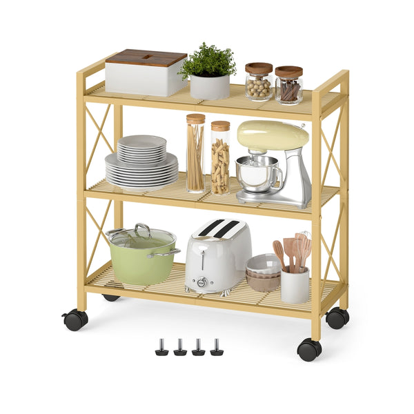 SONGMICS Metal storage rack with wheels for kitchen or bathroom UBSC183A01