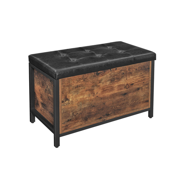 VASAGLE Industrial Rustic Brown Storage Ottoman with Flip Lid ULSC80BX