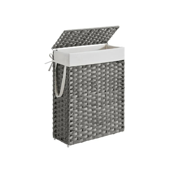 VASAGLE Slim Laundry Hamper with Lid and Handles ULCB164G01