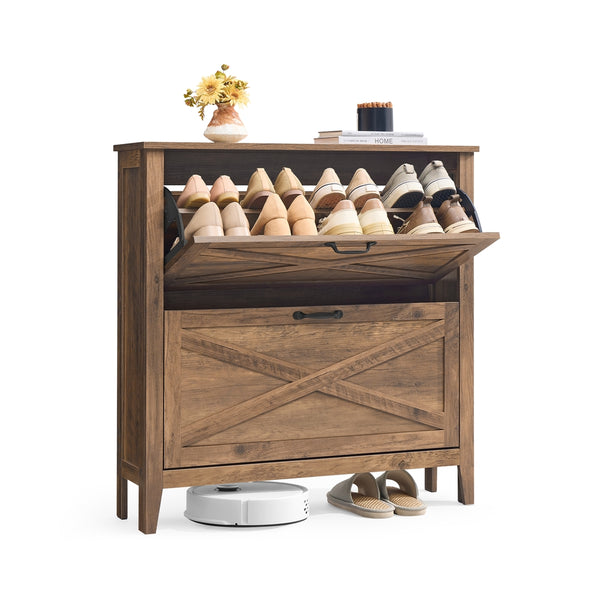 VASAGLE Shoe Storage Cabinet with Flip Drawers UHSC201K01