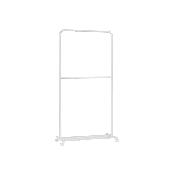 SONGMICS 36" Wide Double-Rod Garment Rack on Wheels UHSR027W01