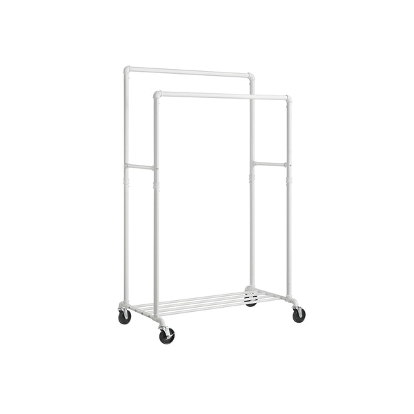 SONGMICS 39.4" Wide Double-Rod Garment Rack on Wheels Max. Load 198 lb UHSR060W01