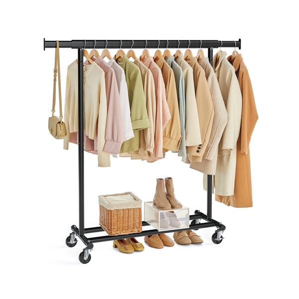 SONGMICS Clothes Rack with Extendable Hanging Rail on Wheels UHSR13BKV1