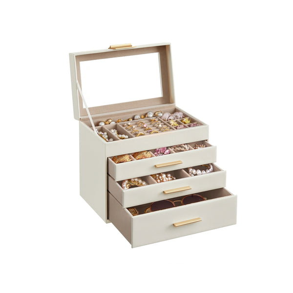 SONGMICS GISELLA Collection - Jewelry Box with Glass Lid for Sunglasses and Big Jewelry UJBC161W01