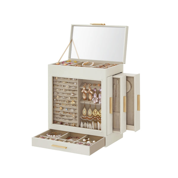 SONGMICS Jewelry Box with Glass Window UJBC162W01