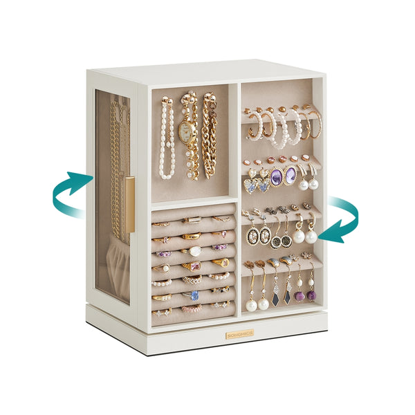 SONGMICS Jewelry Box 360° Rotating, Open Design UJBC170W01