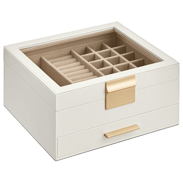 SONGMICS GISELLA Collection - Jewelry Box with Glass Lid for Big and Small Jewelry UJBC174W01