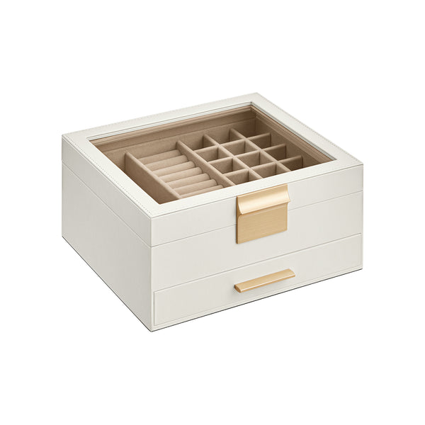 SONGMICS GISELLA Collection - Jewelry Box with Glass Lid for Big and Small Jewelry UJBC174W01