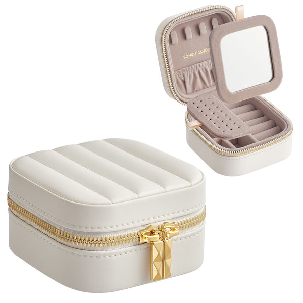 SONGMICS HOME ANAH Collection - Travel Jewelry Box with Mirror UJBC179W01