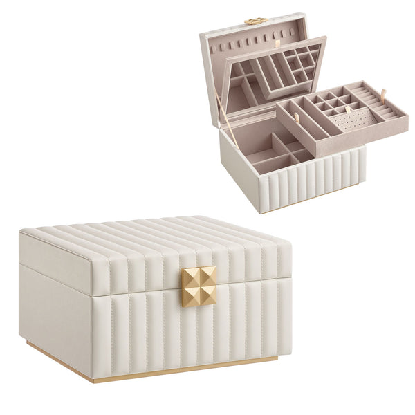 SONGMICS HOME ANAH Collection - 2-Tier Jewelry Box with Mirror UJBC182W01