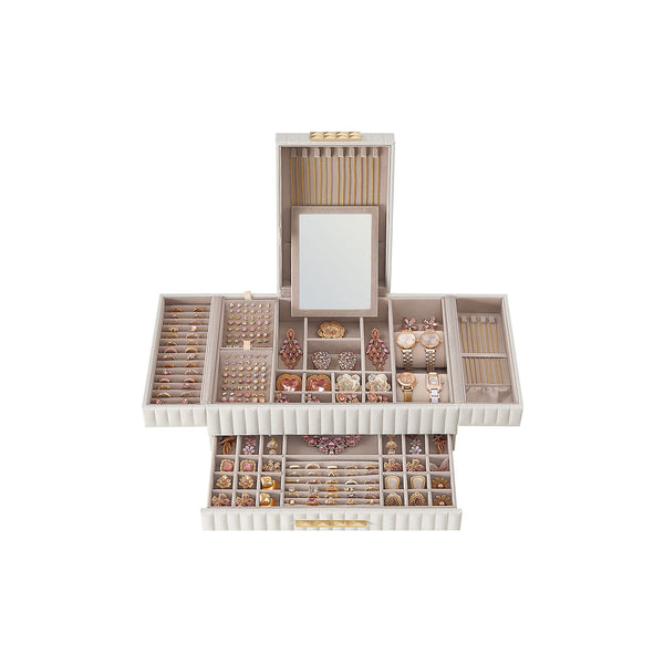 SONGMICS HOME ANAH Collection - 2-Tier Jewelry Box with a Drawer UJBC184W01