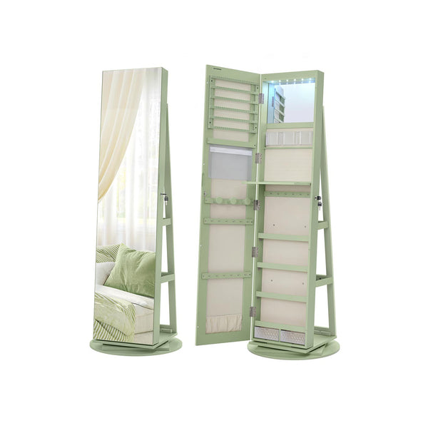 SONGMICS 6 LEDs Lockable Mirror Jewelry Cabinet UJJC007C01