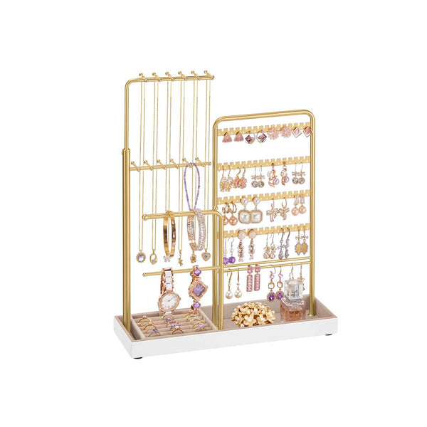 SONGMICS Jewelry holder with metal frame velvet tray and adjustable stand UJJS026A01