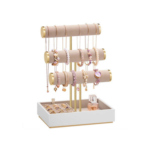 SONGMICS Jewelry stand with velvet tray and removable ring holder UJJS027A01