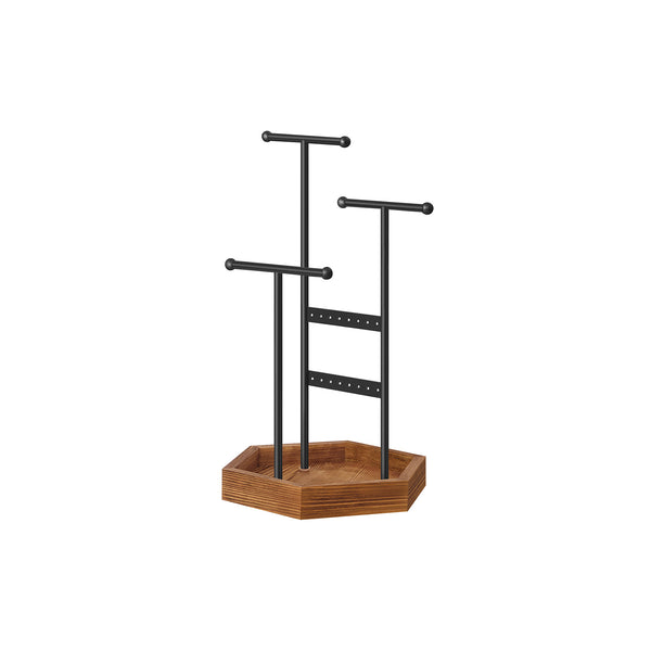 SONGMICS Jewelry Holder with 3 T-Bars and Tray UJJS03CB