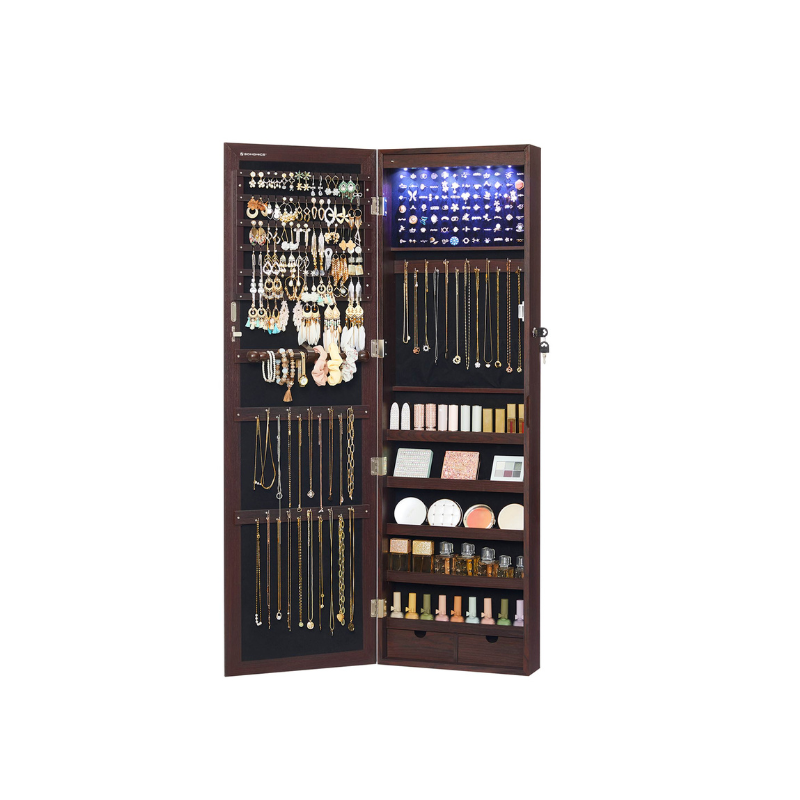 Wall-mounted White Hanging Jewelry Armoire SONGMICS HOME