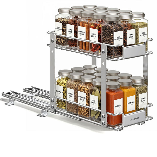 SONGMICS SONGMICS 2 Tier Pull Out Spice Rack for inside Cabinets UKCS117E101