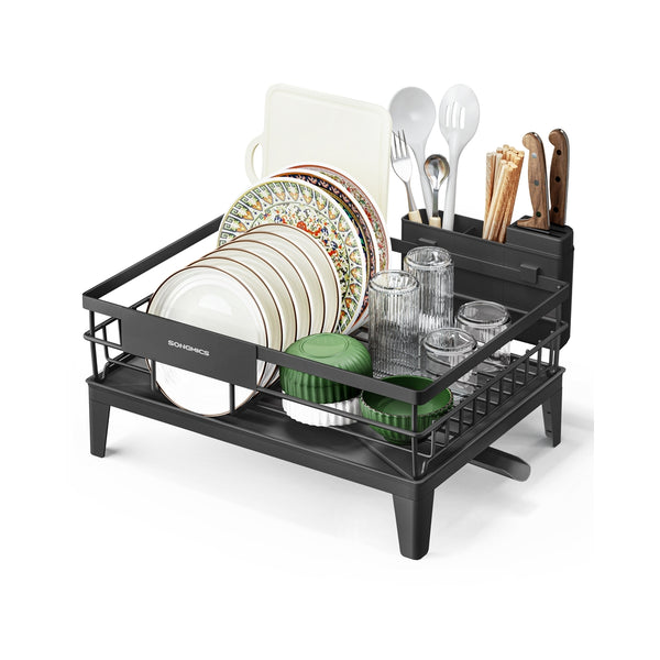 SONGMICS Dish drying rack with drainboard and rotatable spout UKCS550B01