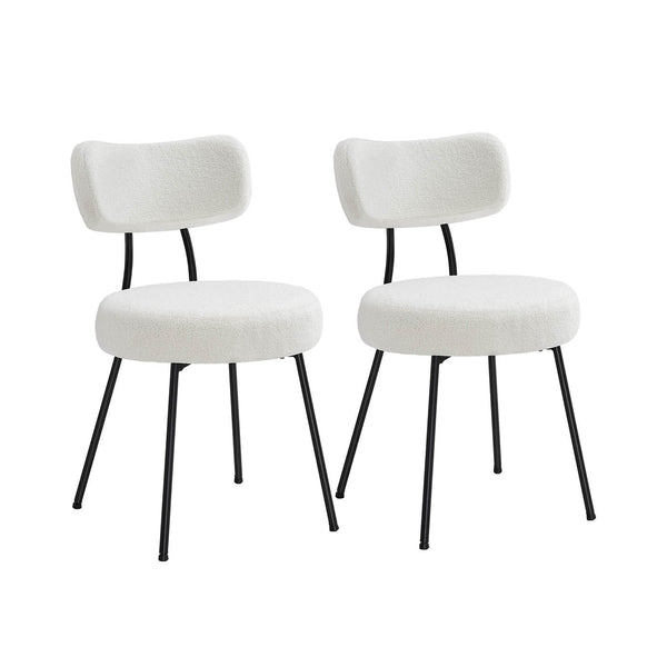 VASAGLE Teddy Fleece Dining Chairs Set of 2 UKDC110W01