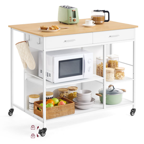 VASAGLE VASAGLE Kitchen Rolling Island, Mobile Kitchen Cart with Storage on Wheels UKKI011Y01