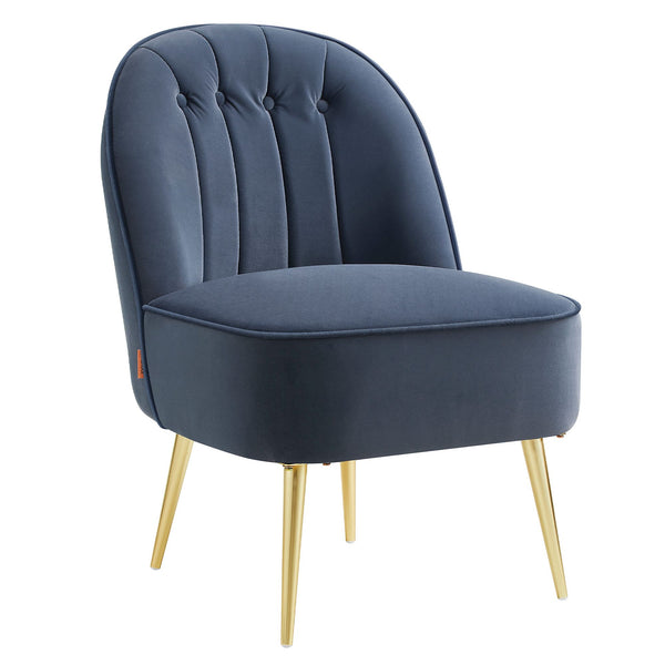 VASAGLE VASAGLE Accent Chair, Velvet Vanity Chair with Metal Legs, Shell-Shaped Back, Wide Seat, Luxury Style ULAC017Q01