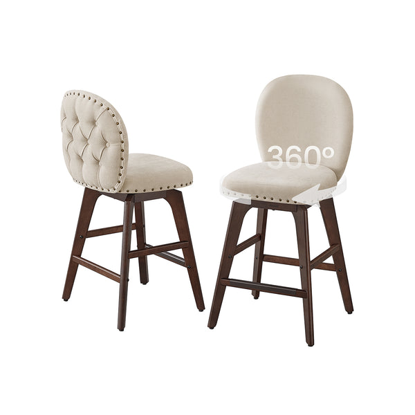 VASAGLE Bar Stools Set of 2 with Chenille Fabric ULBC118L01