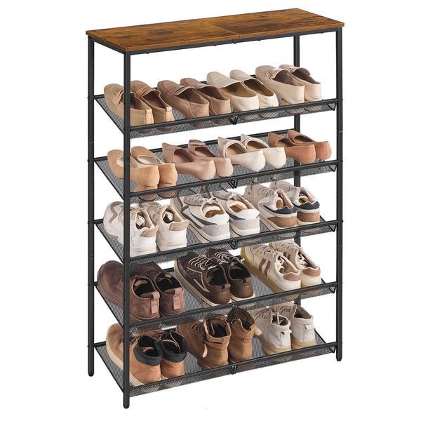 VASAGLE Adjustable shoe rack with storage shelves for entryway ULBS044KD01
