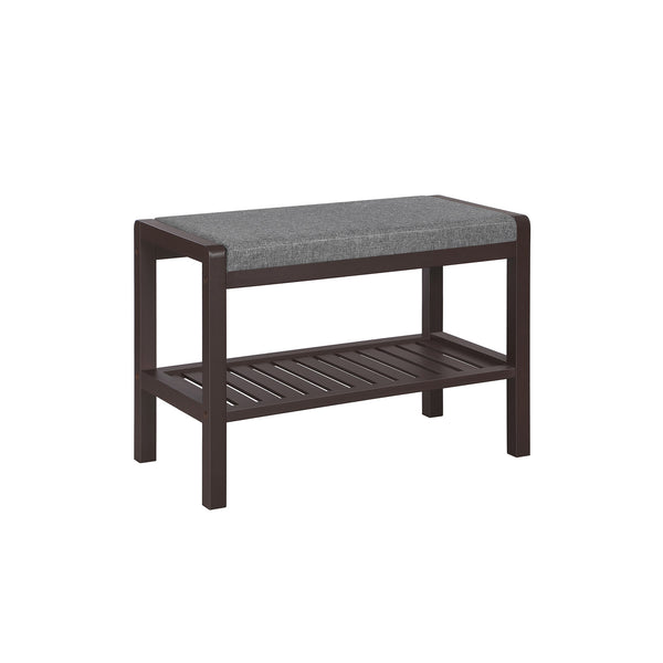 SONGMICS Bamboo Shoe Bench Rack with Cushion ULBS65C
