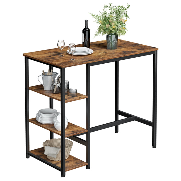 VASAGLE Industrial Bar Table with Storage Shelves ULBT11X