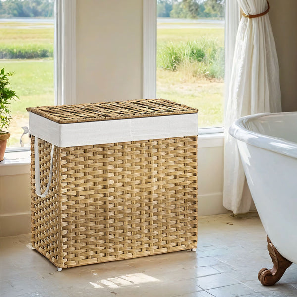 VASAGLE Wicker Laundry Hamper with Lid ULCB253N01