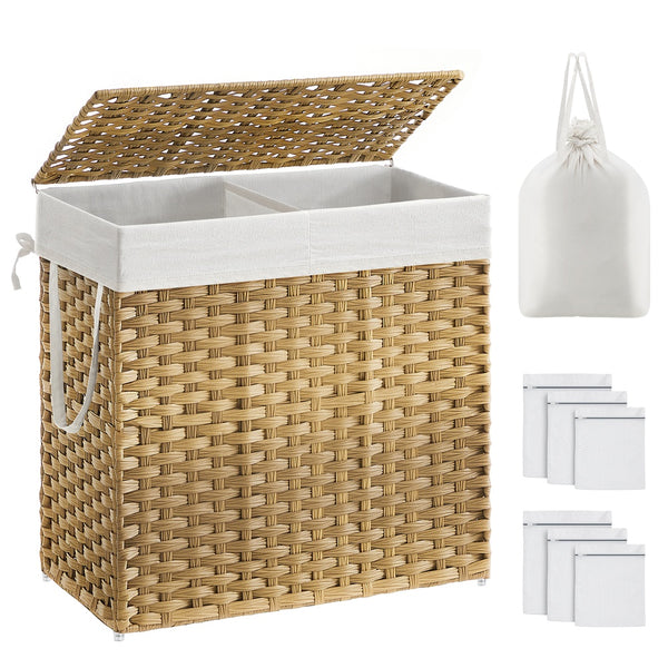 VASAGLE Wicker Laundry Hamper with Lid ULCB253N01