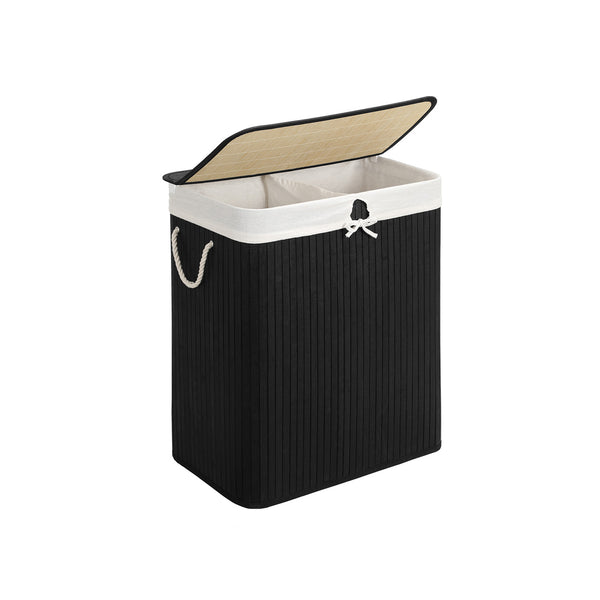 SONGMICS 2-Section Laundry Basket with Lid ULCB64BK