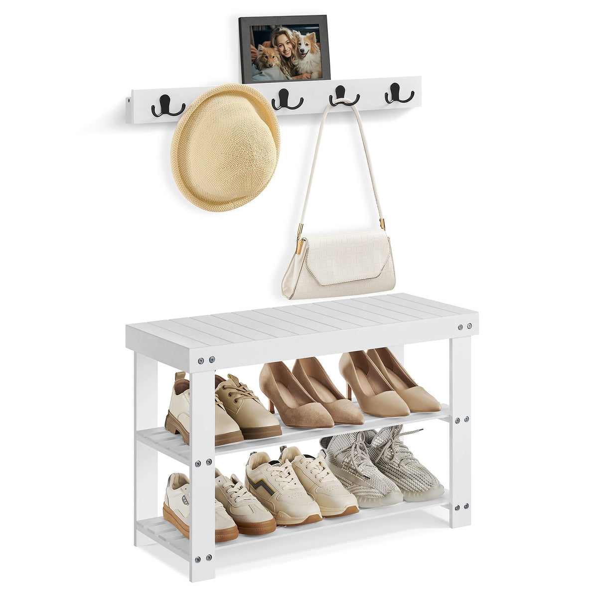 Narrow Shoe Bench Argos Shoe Rack Shelf With Hooks Argos SONGMICS