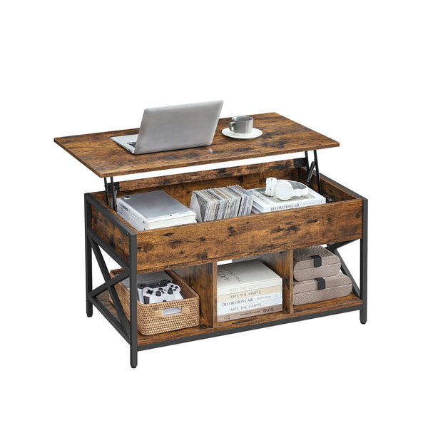 VASAGLE Daxton Collection - Industrial Brown Lift Top Coffee Table ULCT202B01