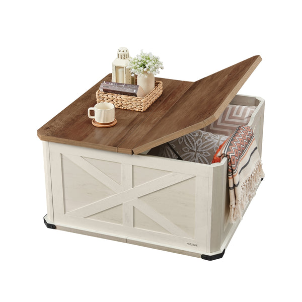 VASAGLE Liry Collection - Farmhouse Coffee Table with Storage ULCT232W73