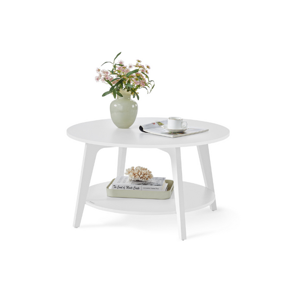 VASAGLE 2 Tier Round Coffee Table ULCT243W14