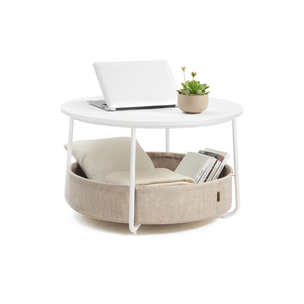 VASAGLE Coffee Table with Fabric Basket ULCT244W10