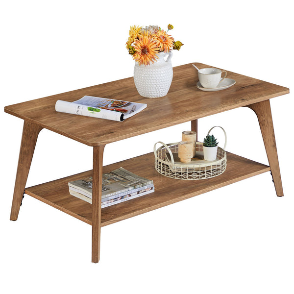 VASAGLE VASAGLE Coffee Table, 2-Tier Living Room Table with Storage, Center Table with Rounded Corners ULCT249K01